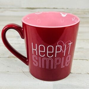 Life is Good Home "Keep It Simple" Big Coffee Tea Mug Cup Pink Red